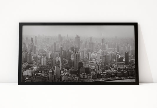 Poster Shanghai 8 ingelijst, zwart-wit stadsfotografie uit Shanghai