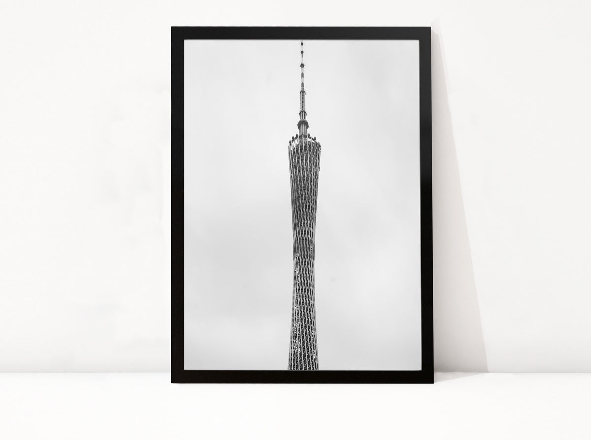 Poster Guangzhou 1 ingelijst, zwart-wit stadsfotografie uit Guangzhou