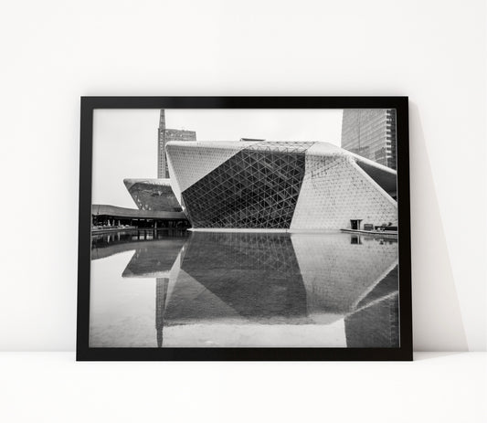 Poster Guangzhou 2 ingelijst, zwart-wit stadsfotografie uit Guangzhou