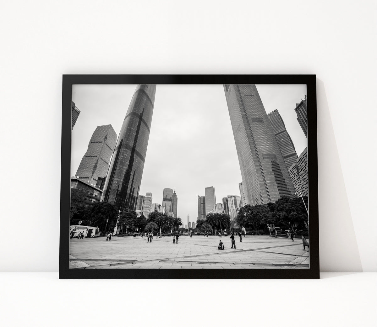Poster Guangzhou 3 ingelijst, zwart-wit stadsfotografie uit Guangzhou