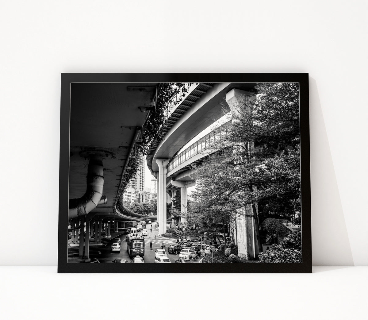 Poster Guangzhou 6 ingelijst, zwart-wit stadsfotografie uit Guangzhou