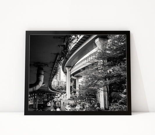 Poster Guangzhou 6 ingelijst, zwart-wit stadsfotografie uit Guangzhou