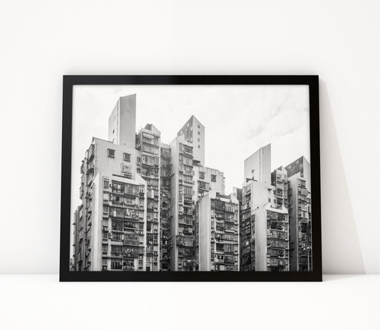 Poster Macau 1 ingelijst, zwart-wit stadsfotografie uit Macau
