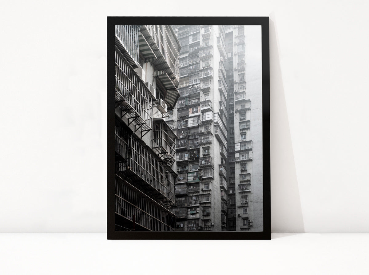Poster Macau 3 ingelijst, zwart-wit stadsfotografie uit Macau