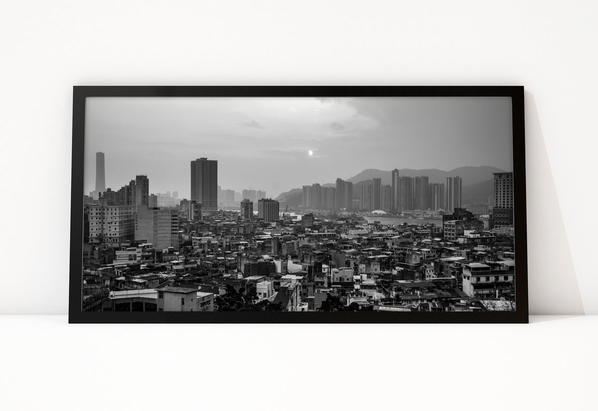 Poster Macau 5 ingelijst, zwart-wit stadsfotografie uit Macau
