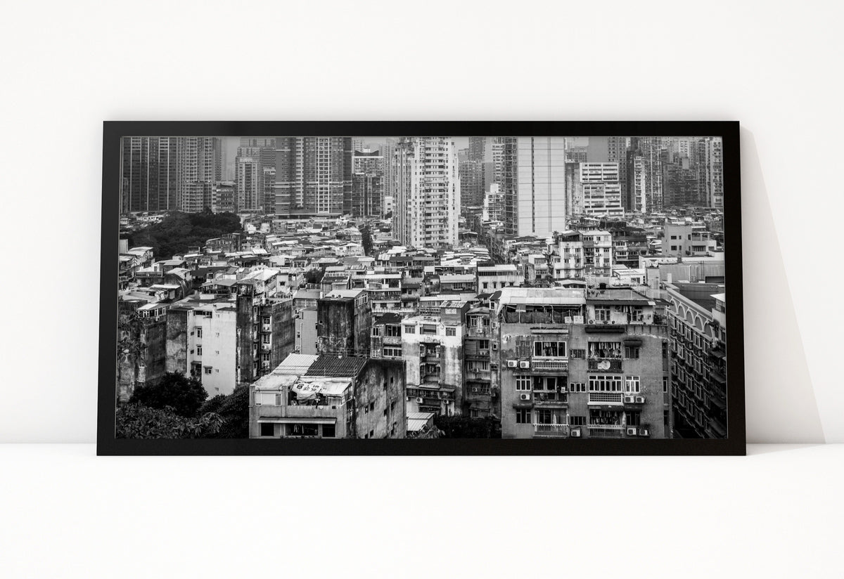 Poster Macau 6 ingelijst, zwart-wit stadsfotografie uit Macau