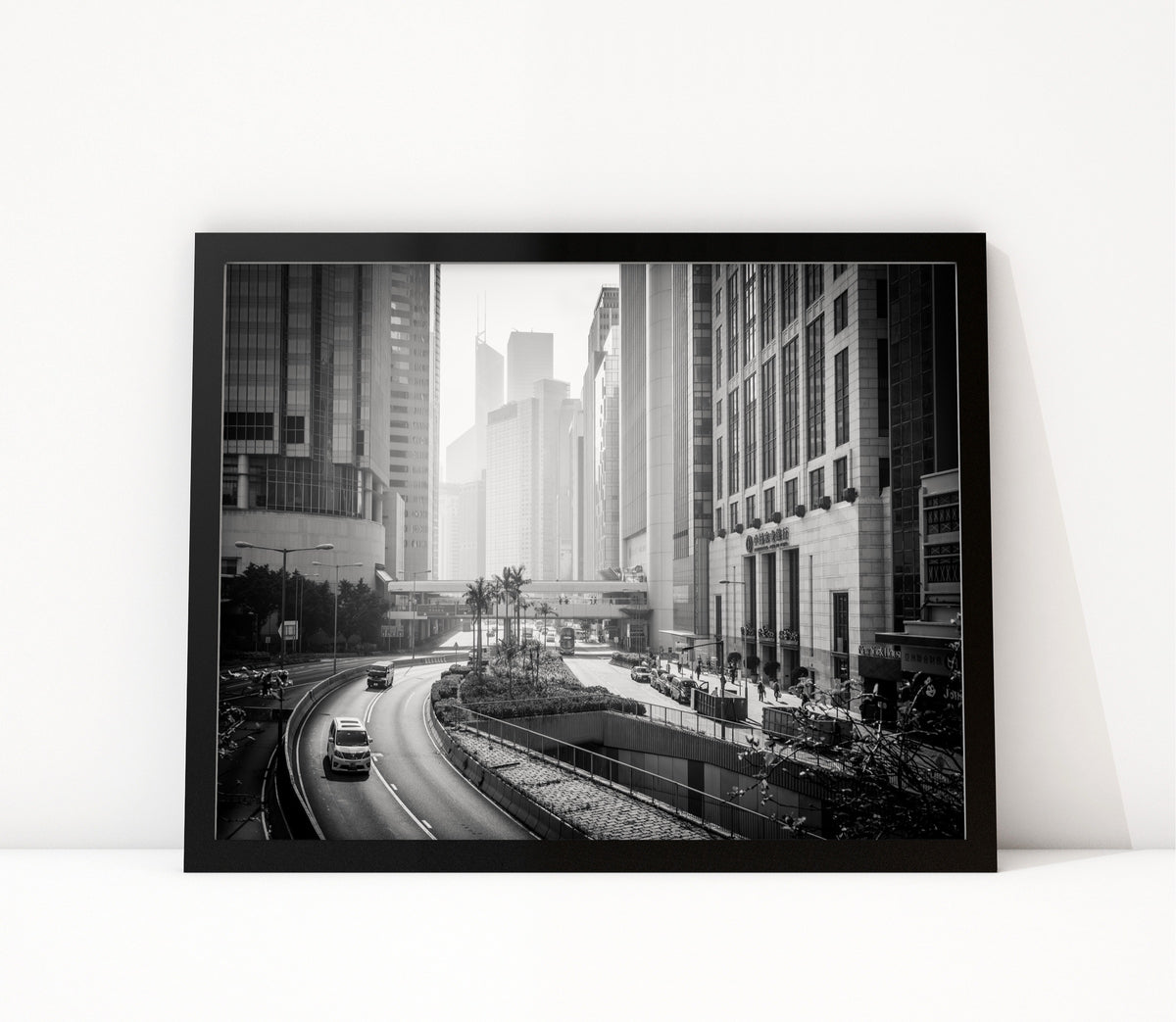 Poster Hongkong 8 ingelijst, zwart-wit stadsfotografie uit Hongkong