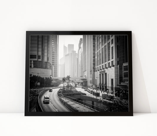 Poster Hongkong 8 ingelijst, zwart-wit stadsfotografie uit Hongkong