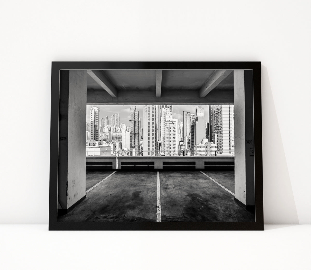 Poster Hongkong 9 ingelijst, zwart-wit stadsfotografie uit Hongkong