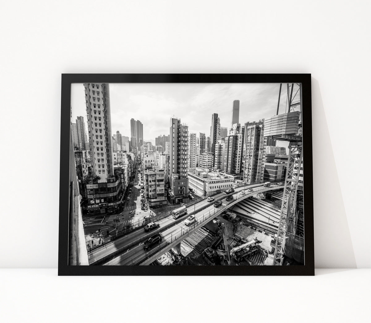 Poster Hongkong 10 ingelijst, zwart-wit stadsfotografie uit Hongkong