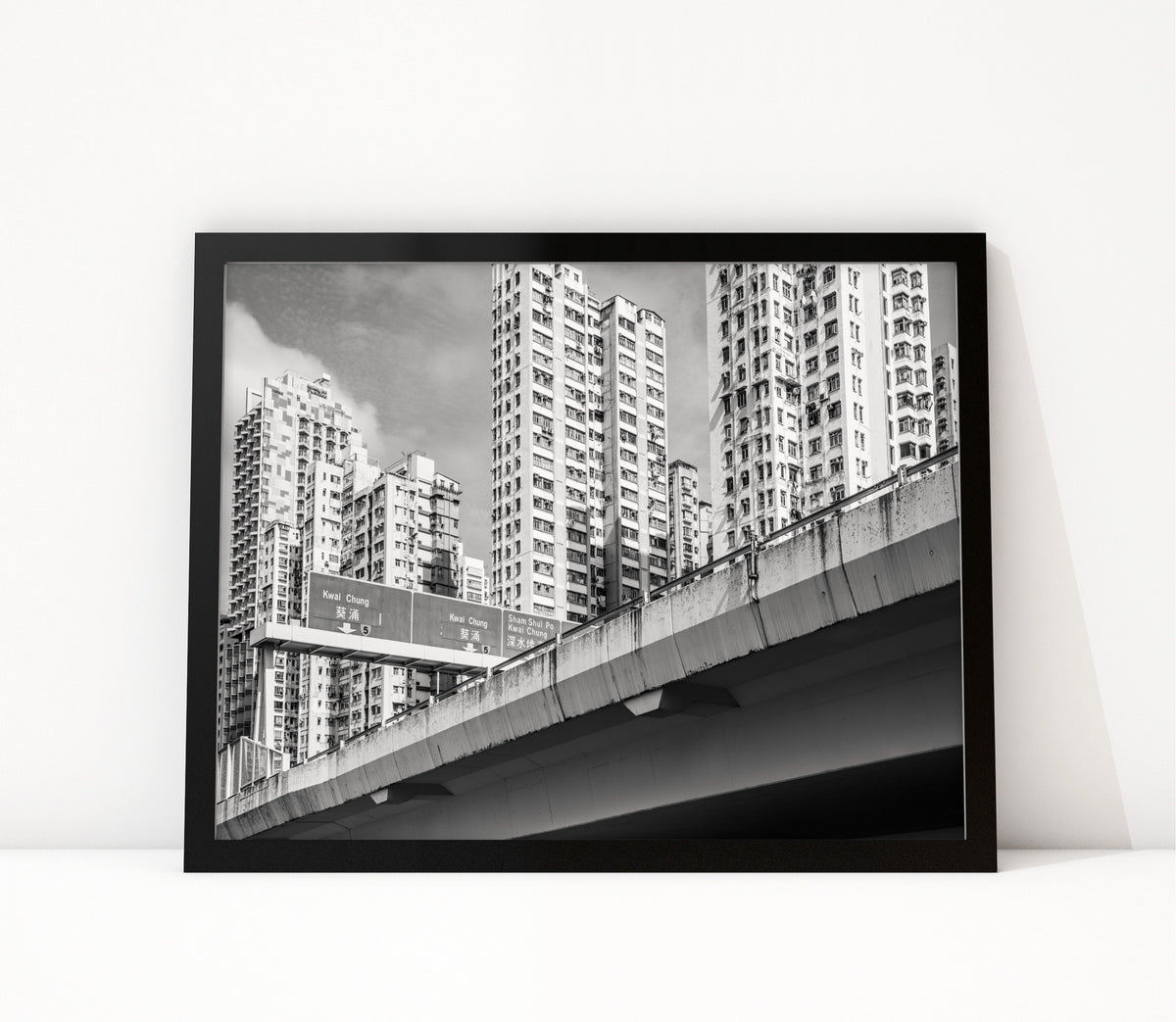 Poster Hongkong 12 ingelijst, zwart-wit stadsfotografie uit Hongkong