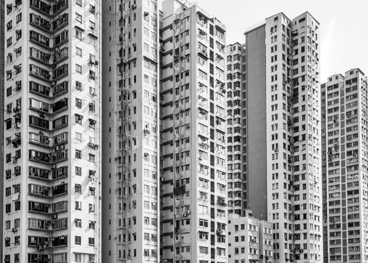 Hongkong 14 poster, zwart-wit foto uit Hongkong