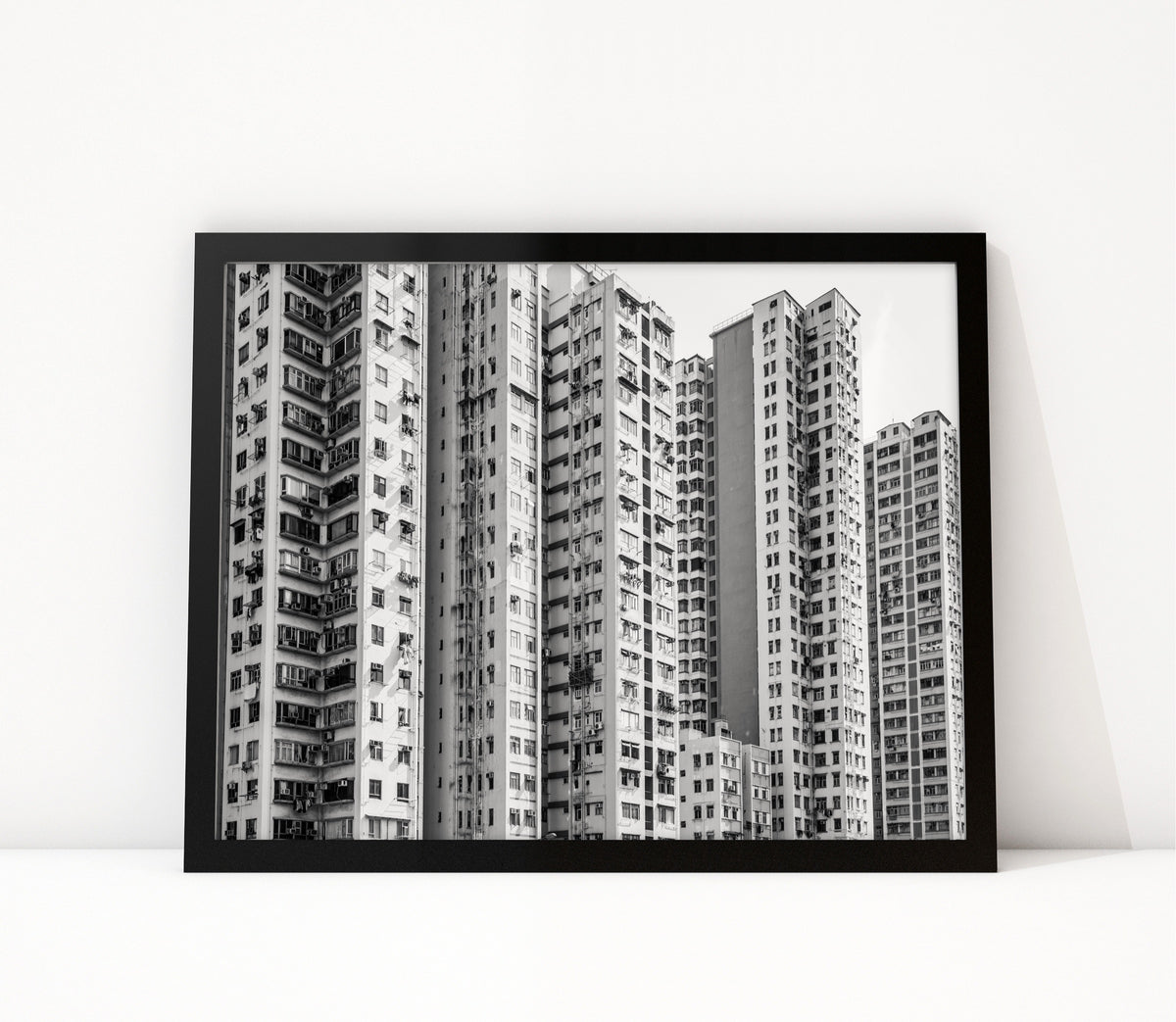 Poster Hongkong 14 ingelijst, zwart-wit stadsfotografie uit Hongkong