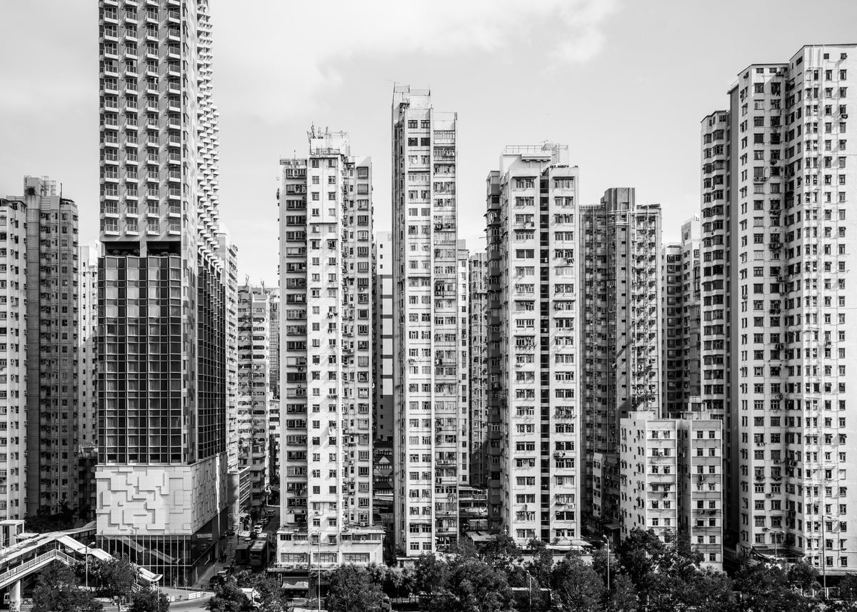 Hongkong 15 poster, zwart-wit foto uit Hongkong