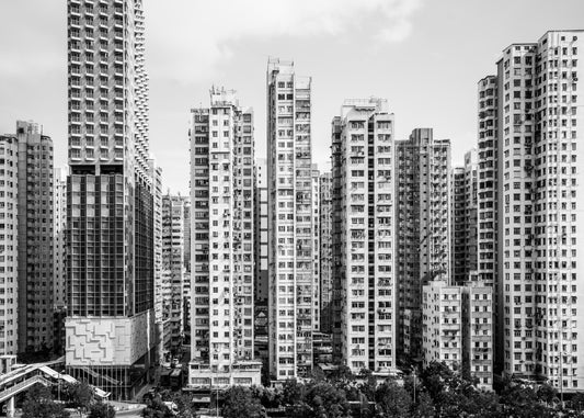 Hongkong 15 poster, zwart-wit foto uit Hongkong