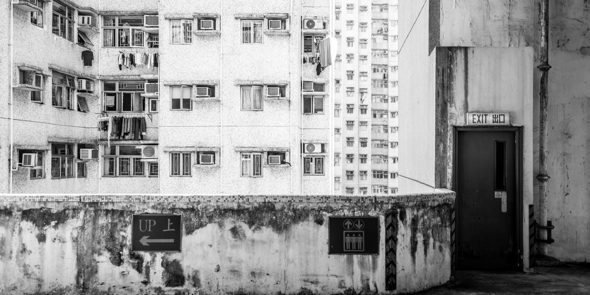 Hongkong 16 poster, zwart-wit foto uit Hongkong
