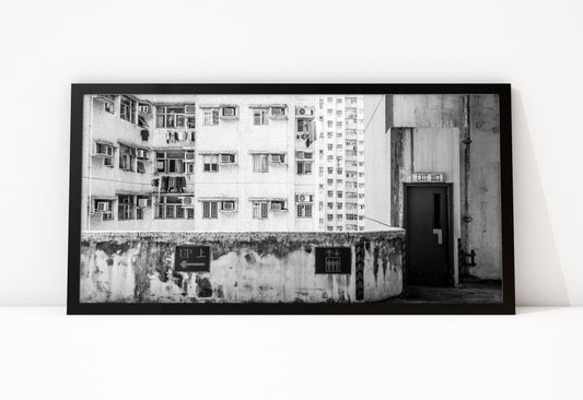 Poster Hongkong 16 ingelijst, zwart-wit stadsfotografie uit Hongkong