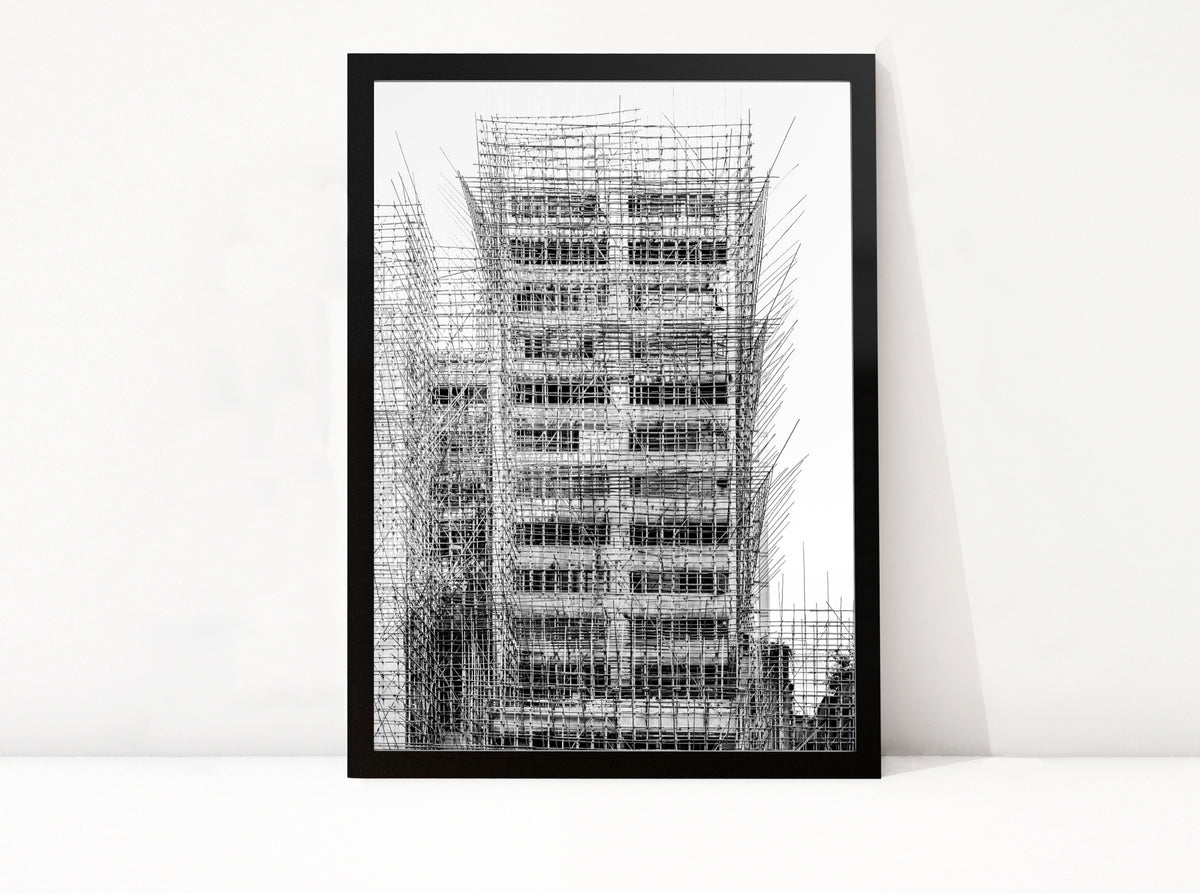 Poster Hongkong 17 ingelijst, zwart-wit stadsfotografie uit Hongkong