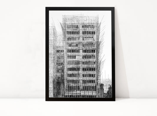 Poster Hongkong 17 ingelijst, zwart-wit stadsfotografie uit Hongkong
