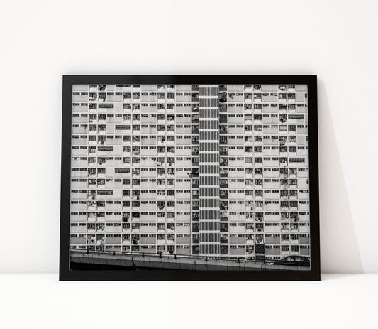 Poster Hongkong 18 ingelijst, zwart-wit stadsfotografie uit Hongkong