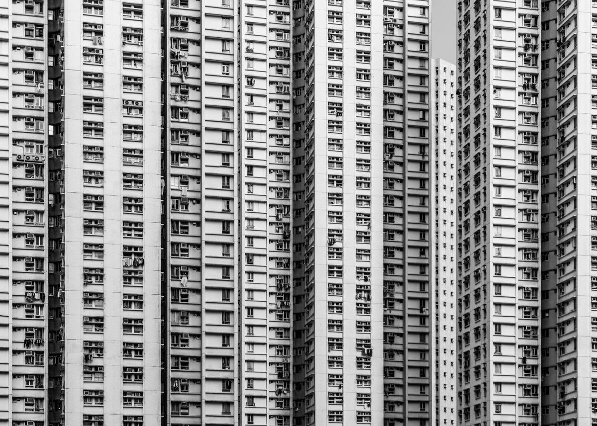 Hongkong 20 poster, zwart-wit foto uit Hongkong