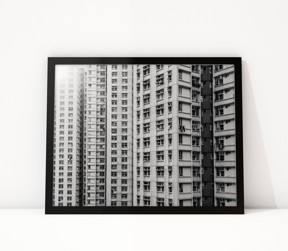 Poster Hongkong 24 ingelijst, zwart-wit stadsfotografie uit Hongkong
