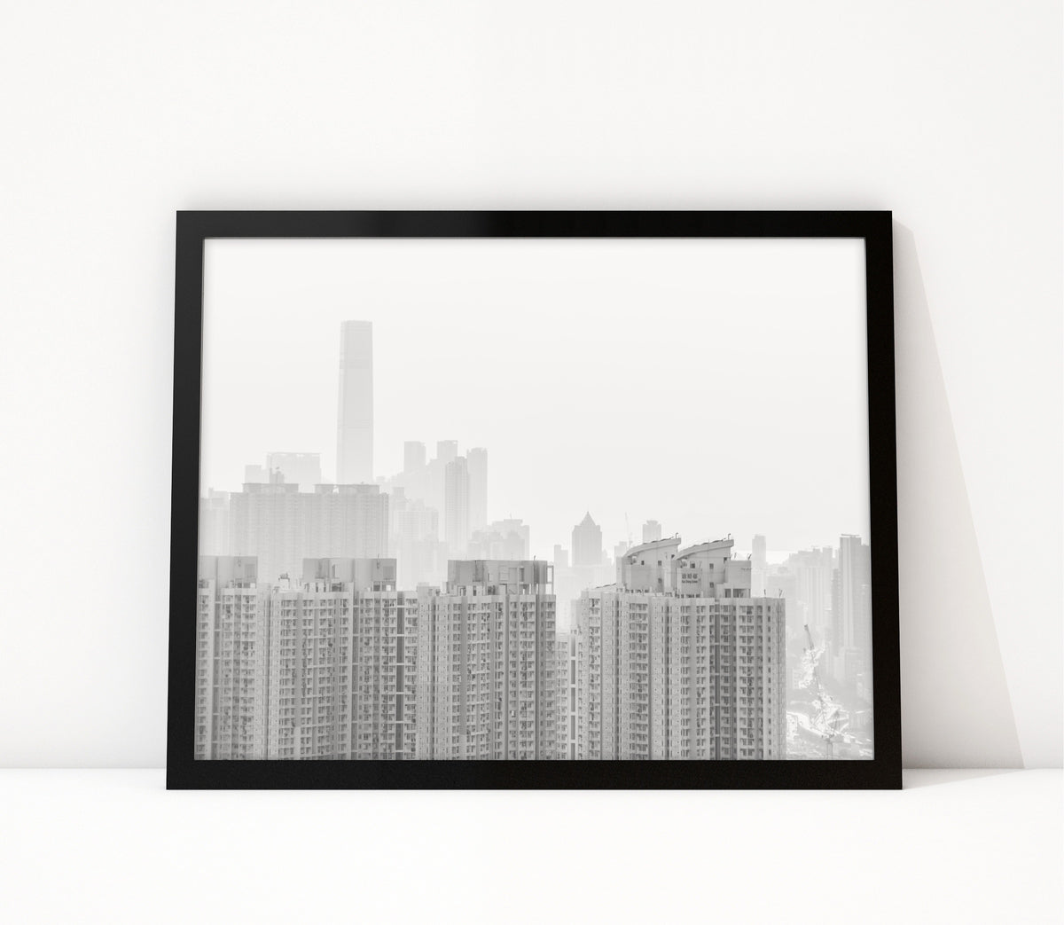 Poster Hongkong 27 ingelijst, zwart-wit stadsfotografie uit Hongkong