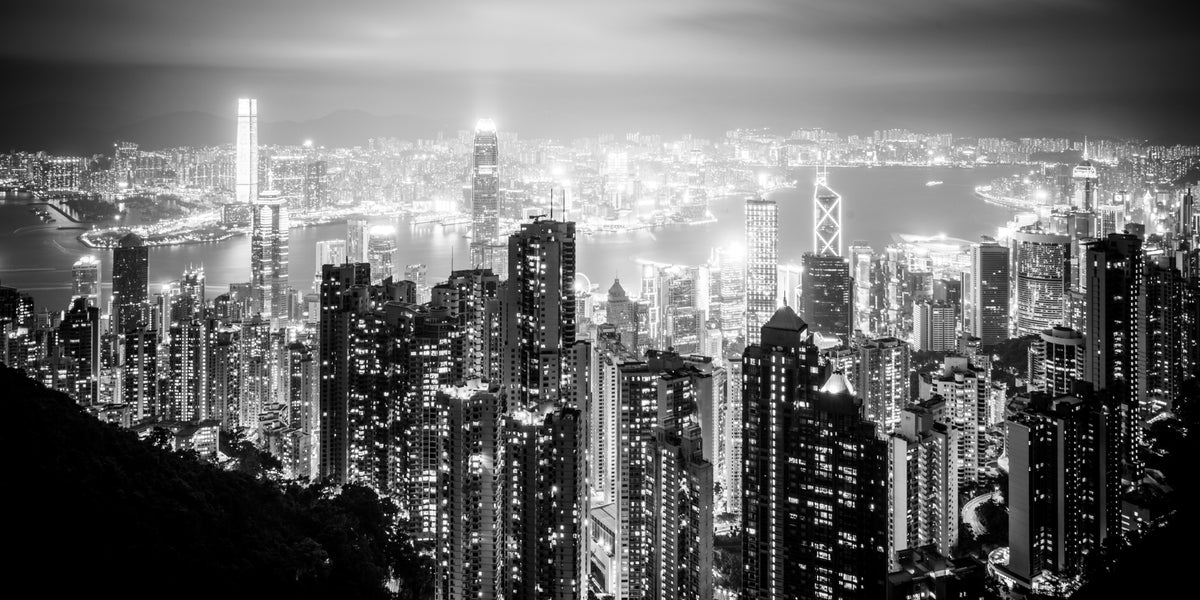 Hongkong 28 poster, zwart-wit foto uit Hongkong