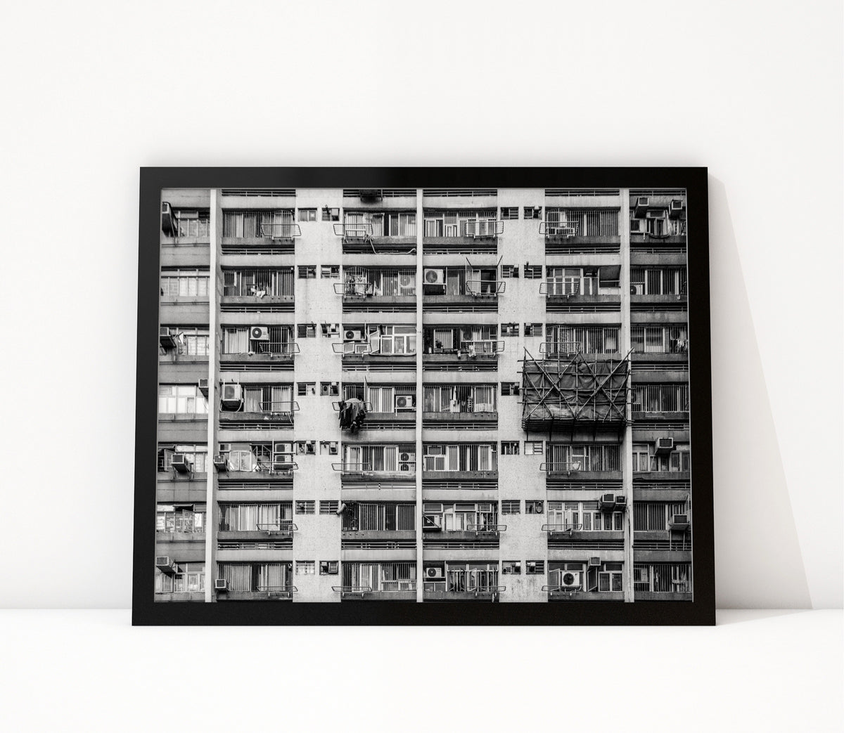 Poster Hongkong 30 ingelijst, zwart-wit stadsfotografie uit Hongkong