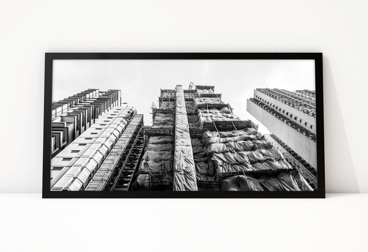 Poster Hongkong 31 ingelijst, zwart-wit stadsfotografie uit Hongkong