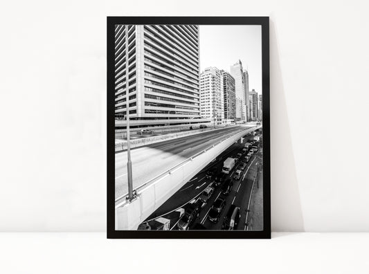 Poster Hongkong 32 ingelijst, zwart-wit stadsfotografie uit Hongkong