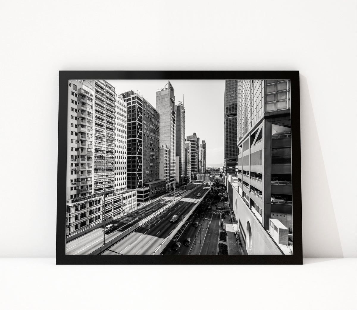 Poster Hongkong 33 ingelijst, zwart-wit stadsfotografie uit Hongkong