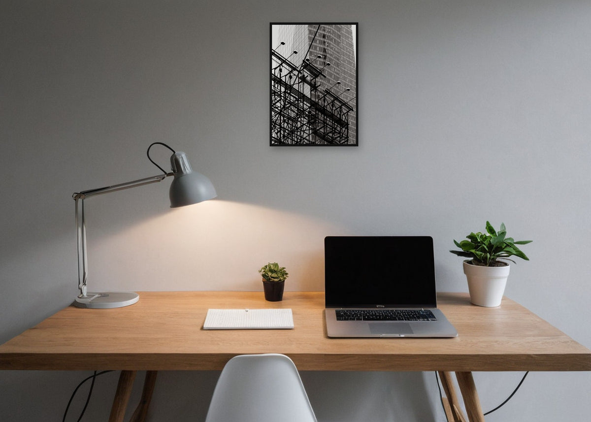 Poster New York 11 ingelijst aan de muur in een kantoor