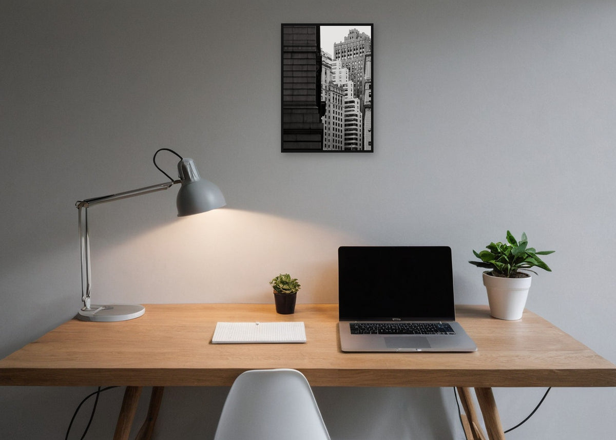Poster New York 15 ingelijst aan de muur in een kantoor