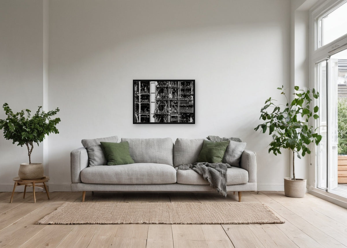 Poster Rotterdam 16 ingelijst aan de muur in een woonkamer