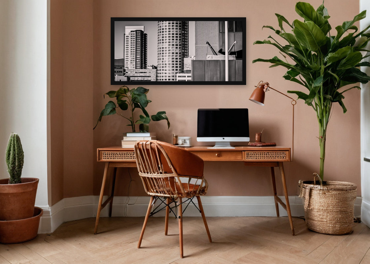 Poster Rotterdam 23 ingelijst aan de muur in een kantoor