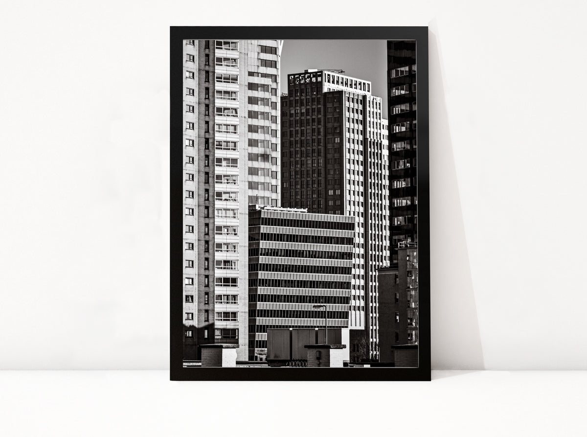 Poster Rotterdam 25 ingelijst, zwart-wit stadsfotografie uit Rotterdam