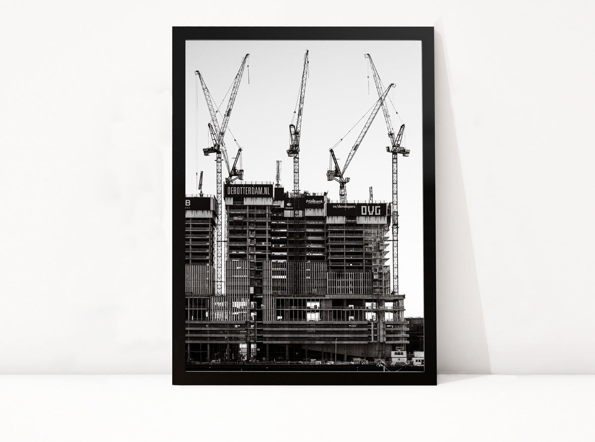 Poster Rotterdam 26 ingelijst, zwart-wit stadsfotografie uit Rotterdam