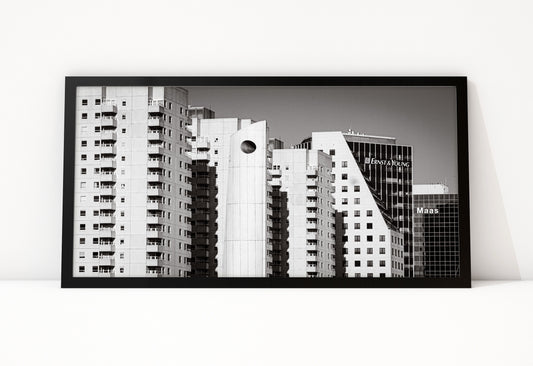 Poster Rotterdam 27 ingelijst, zwart-wit stadsfotografie uit Rotterdam