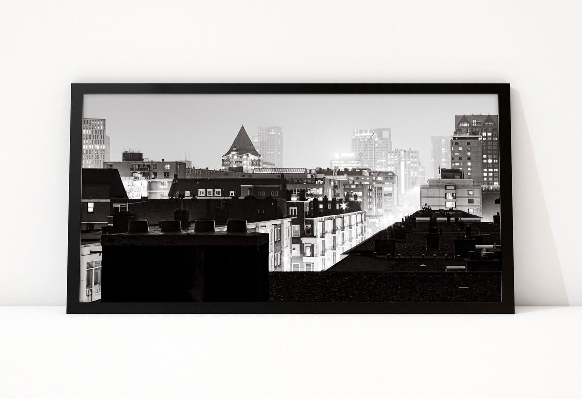Poster Rotterdam 28 ingelijst, zwart-wit stadsfotografie uit Rotterdam