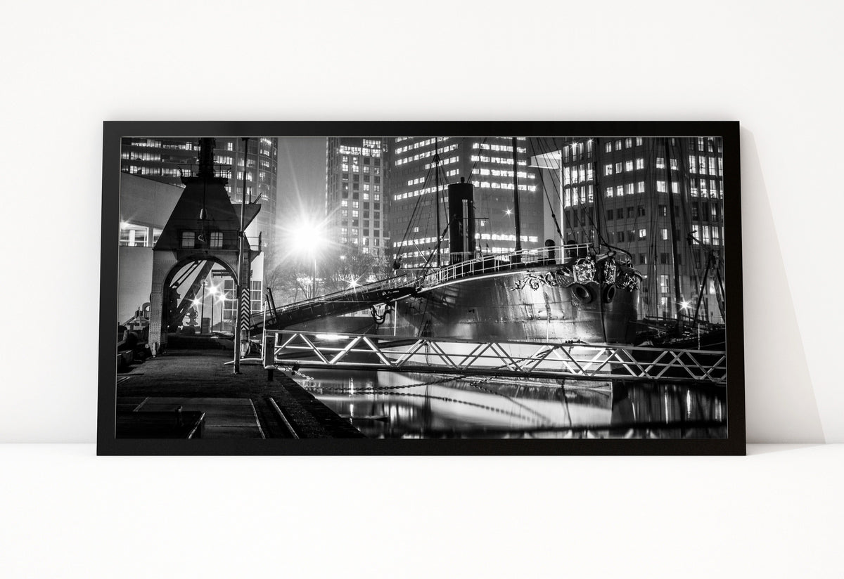 Poster Rotterdam 30 ingelijst, zwart-wit stadsfotografie uit Rotterdam