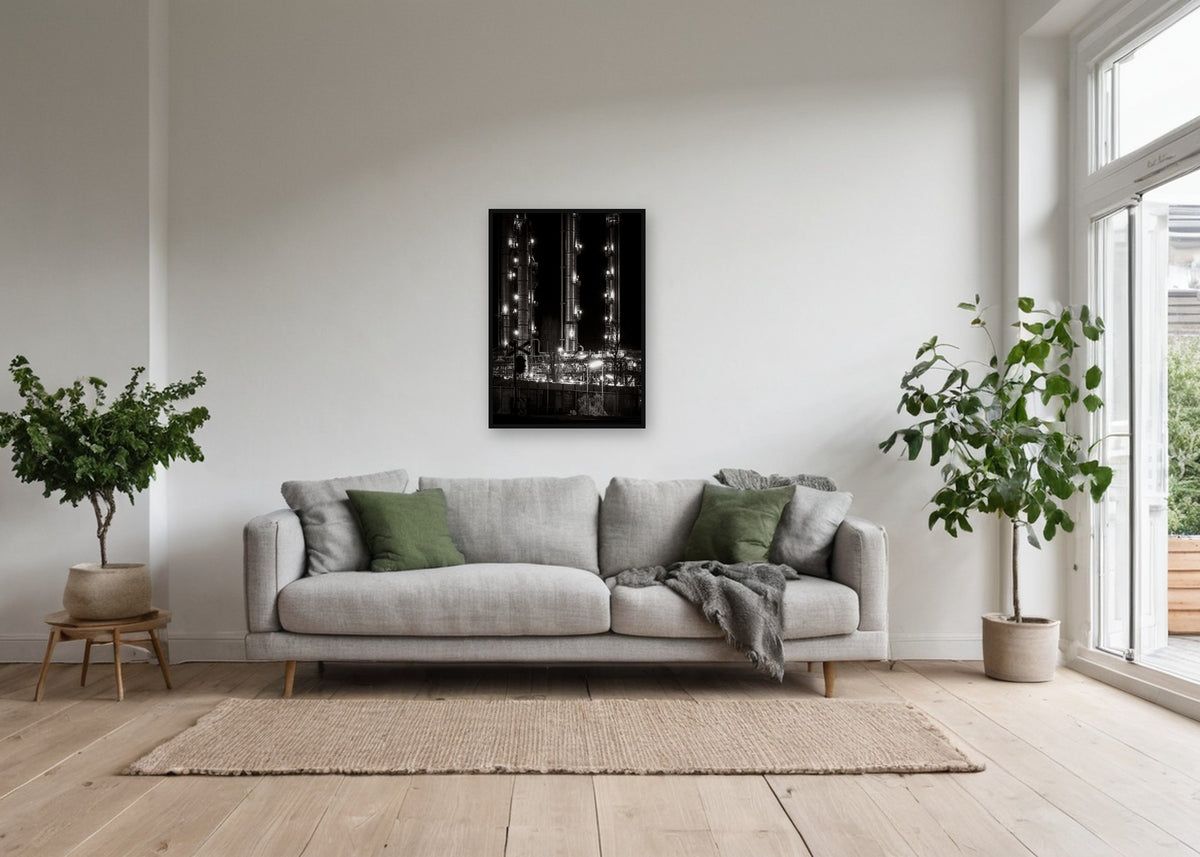 Poster Rotterdam 36 ingelijst aan de muur in een woonkamer